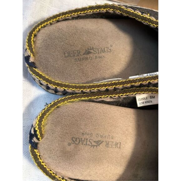 Deer stags slipper cuddle size 8 gray fleece shoes - Picture 3 of 5